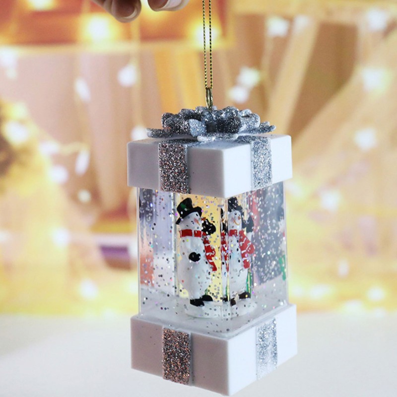 4.7inch Christmas Snowman Scene Hanging Lanterns Battery Operated Lighted Lamp