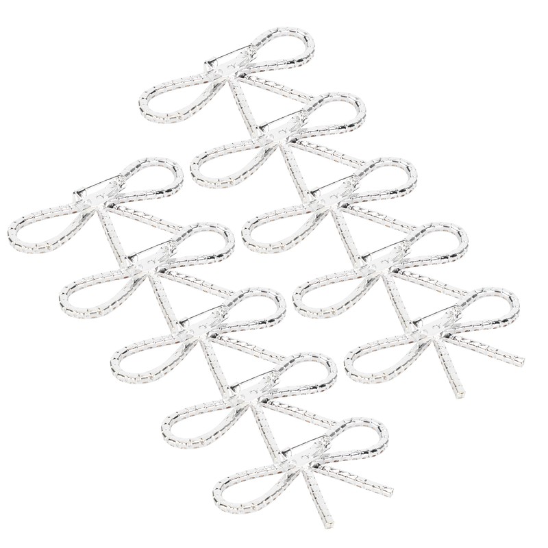 10Pcs Diamond Rhinestone Bow Glass Flash Brooch Claw Chain Suit