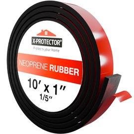 X-Protector Neoprene Rubber - Premium Rubber Seal Strip - Multi-Purpose Rubber Strip - Long-Lasting Rubber Gasket Material - Adhesive Rubber Strips - Black Rubber Roll (10' L x 1" W x 0.2" T)