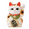 White Oval Cat No. 6 Left-Handed Maneki Neko Tokoname Ware