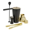 Homiu Cocktail Shaker Set Black and Gold 5-Piece, Stainless Steel
