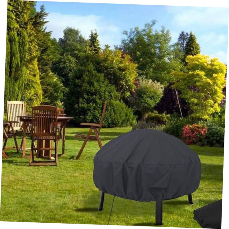 KICHOUSE 1pc Bbq Cover Pvc Coating Round Outdoor Fire Pit