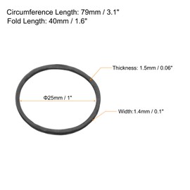 MECCANIXITY 100 Pack Rubber Band Stretchable Rubber Elastic Band Black 25mm x 1.4mm Hair Rubber Bands for Home Office