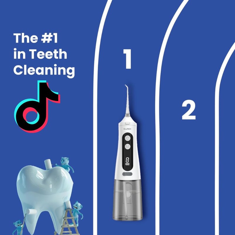 OraTECH Water Dental Flosser, Portable Cordless Oral Irrigator 350ML Rechargeable