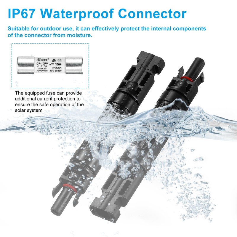MECCANIXITY 2 Pcs Solar Fuse Holder 30A 1000V Waterproof PV