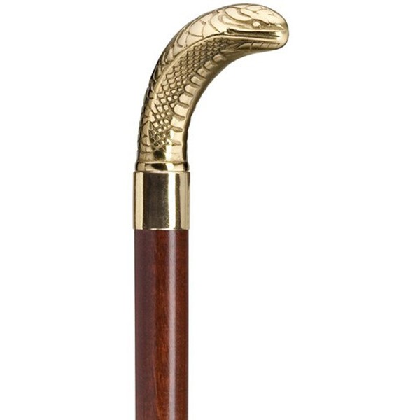 Harvy Cane King Cobra Solid Brass Handle Walnut Shaft 36 Inch Mens Walking Cane