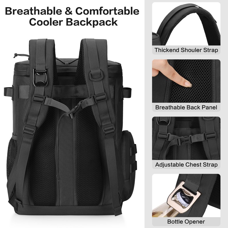 Hafmall Tactical Insulated Cooler Backpack, Leakproof, Waterproof, Black