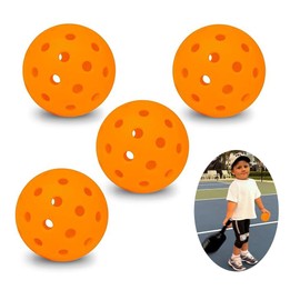 Pickleball Practice Balls, Orange Plastic, 40 Holes, Set of 4, Indoor and Outdoor