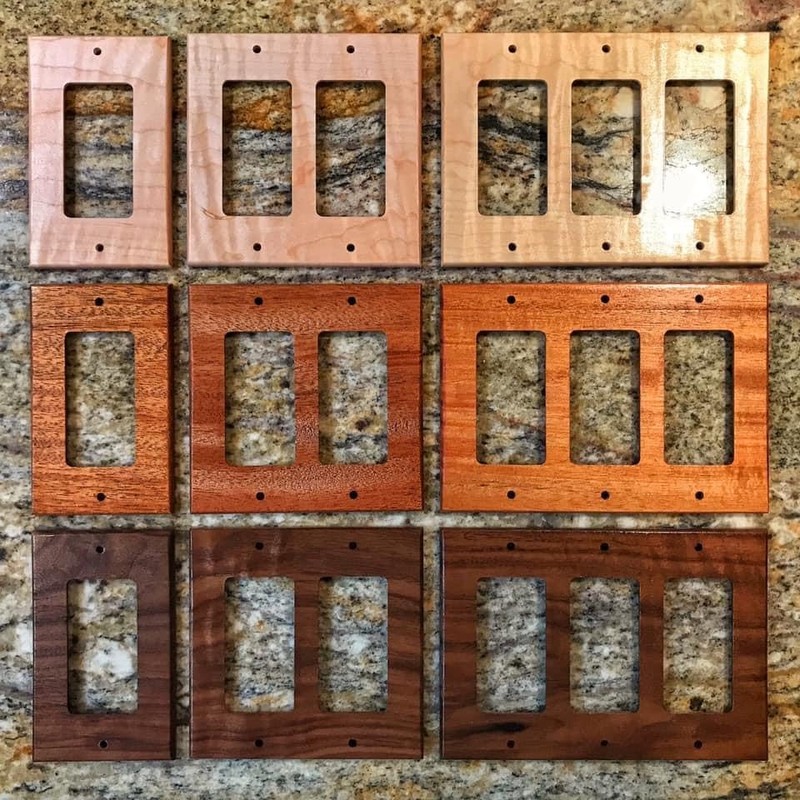 (2 Pack) Maple 2-Gang Light Switch Plate. Solid Wood. Handmade