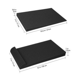 SUPPI 2 Pack Acoustic Isolation Pads, 12’’x 7”x 1’’/ 30cm x 17cm x 2.5cm Studio Monitor Acoustic Isolation Pads, Stabilizer Speaker base (Black)