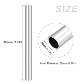 sourcing map 6063 Aluminum Tube (28mm OD x 25mm ID x 300mm L), Aluminum Round Tubing - for Home Furnishing, Machinery, DIY Handicraft