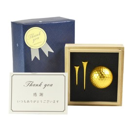 Traditional Honpo Golf Ball & Tee Set (Single) Special Wrapping Specification with Thank You Card Present Golf Competition Prize Hakuichi Kanazawa Foil Gold Foil Ball Present Commemorative Item