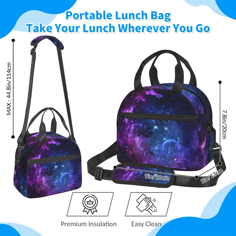 Galaxy Space Sky Insulated Lunch Bag, Reusable Portable Thermal Leak-Proof