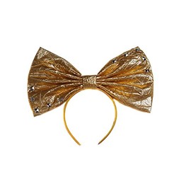 EmilyRose Couture Giant Extra Large Hair Bow Collection (Headband, Metallic Gold with Silver Studs)