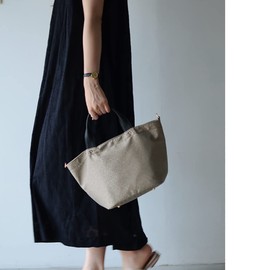 Gratante Genuine Leather Handle 2-Way Nylon Mini Tote Bag for Women abb-g0015