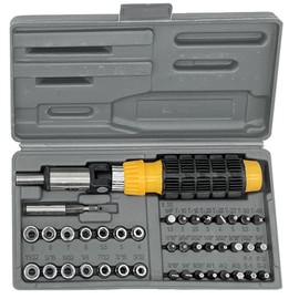 vendify® 41-Piece Socket Spanner Set Ratchet with Bit Set, Screwdriver Wrench Reversible Ratchet Including Bits, Tool Case Ratchet Set Cross Slot Hex