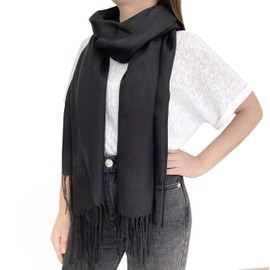 Vedicci Pashmina para Mujer con Acabado Suave y Ligero - Bufanda/Chal Ideal para Fiesta y Accesorios de Invierno - Ropa de Invierno - Scarf (Negro)