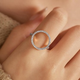 KIFUTENG Circle Ring for Women 925 Sterling Silver Karma Ring Dainty Cubic Zirconia Mother Daughter Rings Friendship Rings Minimalism Statement Ring Jewelry Birthday Graduation Gifts for Her Friends,