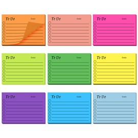 Vicloon Lined Sticky Notes, 450pcs to Do List Sticky Notes, 9 Pack Vertical Self Sticky Notes Pad Assorted Sticky Sticky Post Notes Removable for Office, Home, School, Meeting (9 Color)