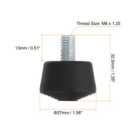 PATIKIL Universal M8 x 1" Rubber Tripod Feet, 3 Pack Anti-Slip Tripod Replacement Parts for Camera Tripods Monopod, Black