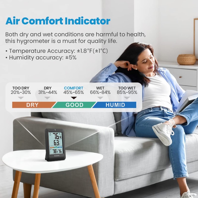 Newentor Indoor Outdoor Thermometer Wireless, Remote Temperature Monitor Hygrometer, Outside