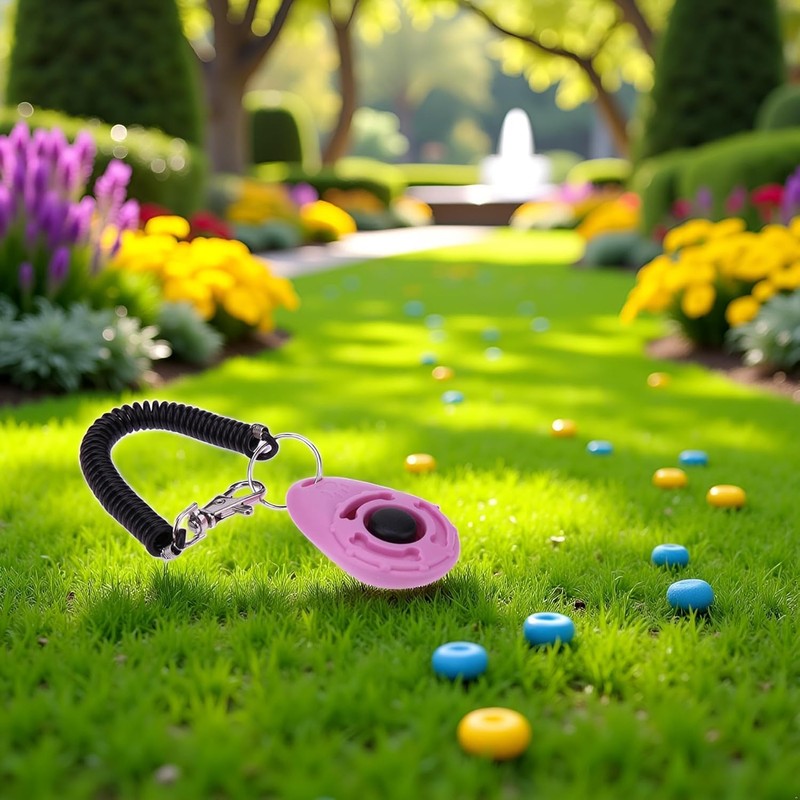 Pchnfei 1 x Pink Training Clicker with Button, Dog Training
