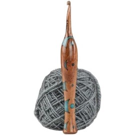 Wooden Crochet Hook Ergonomic Soft Grip Hooks for Knitting Needle Crocheting Weave Yarn Handcrafted (Brown & Blue) (Brown & Blue, 3.5 mm)