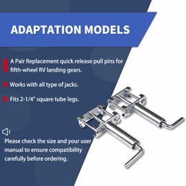 308287, RV 5th Wheel Landing Gear Quick Release Pull Pins, 2 PCS Fifth Wheel Quick Release Pins for Camper Motorhome Travel Trailer Landing Gear Systems, Standard 3/8" Pin, Silver | Replace# LC308287