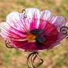 MUMTOP 31 Inch Height Glass Birdbath Birdfeeder with Metal Stake