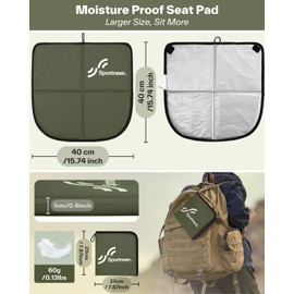 Sportneer Outdoor Seat Cushion, 40 x 40 cm Seat Pad Outdoor Waterproof Oxford Fabric Thermal Seat Cushion Foldable for Camping, Hiking, Stadium and On the Go