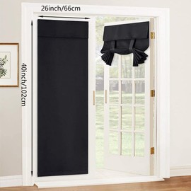 26Wx40L White Blackout Door Curtains,Blackout French Door Curtain,Patio French Window Curtains Tie up Shade for Door Windows,Patio Door, Bedroom Glass Door,Front Sliding