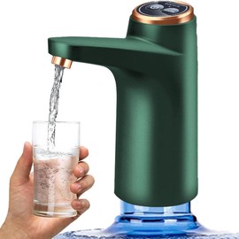 QPHYFXF USB Rechargeable Electric Water Pump for 5 Gallon Bottle, Portable Water Dispenser Pump with 1200mAh Battery for Home Office Camping (Green)