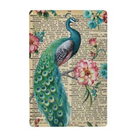 Peacock Feather Retro Metal Wall Hanging Sign Modern Lovely Peacock Feather Eyes Wall Decor Metal Sign Peacock Retro Garage Signs for Men for Kid Room Living Room Birthday Gift 5.5x8 inhces