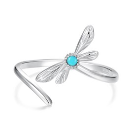 Shysnow Sterling Silver 925 Four Leaf Clover Ring St Patricks Day Gifts Bee Dragonfly Butterfly Animal Open Adjustable Ring Flower Jewelry for Women, Sterling Silver, Cubic Zirconia