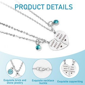 ORUZA Best Friend Necklaces for 2 Girls, 2 Pcs Friend Matching Heart Necklace for Women Girls, Friend Gifts Necklaces Graduation Birthday Christmas Gifts