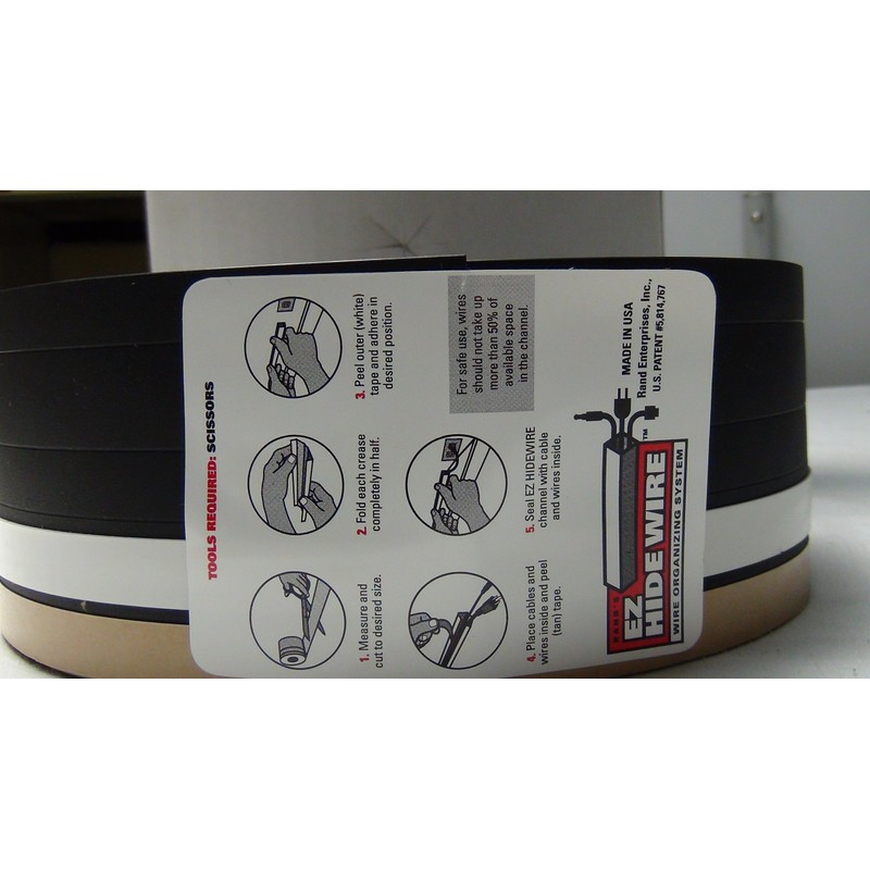 Small EZ HideWire Cable Raceway -Length: 50FT - Color: Black