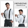 MENDENG Suspenders for Men Black Bronze Snap Hooks for Belt
