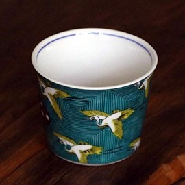 Kutani Ware MCF-02 Blue Subura Kiln Inokuchi Soba Inokuchi, Old Kutani Blue Tsuru Karuta