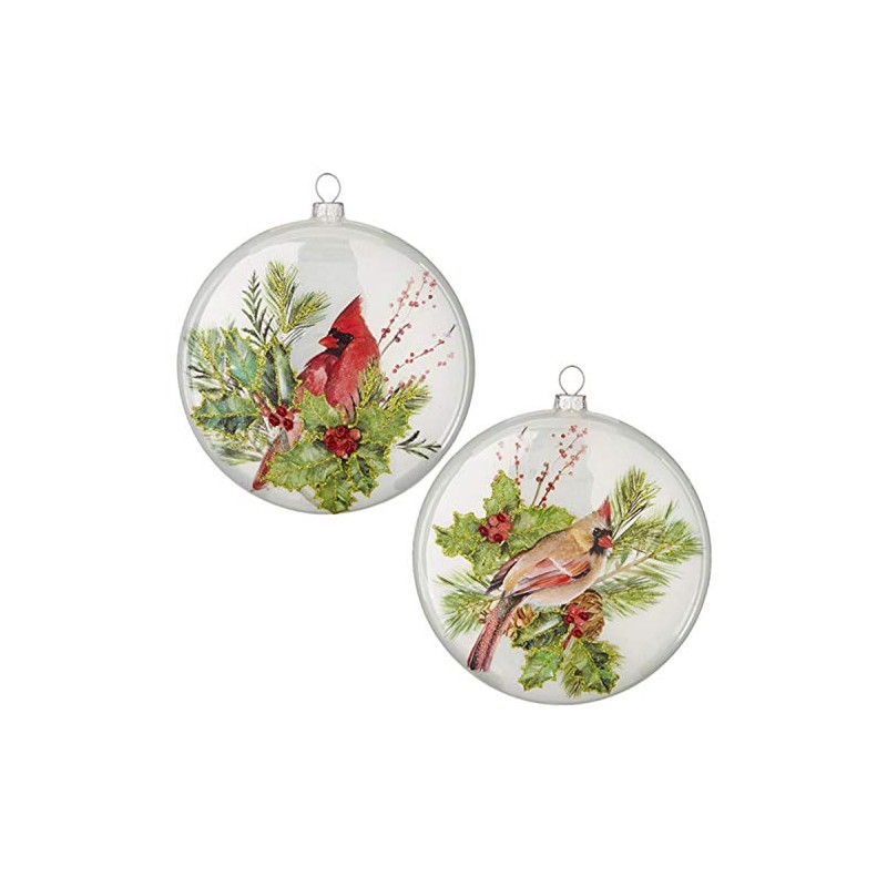 Raz Imports 2021 Yuletide Birds 5-inch Cardinal Disc Ornament, Assortment