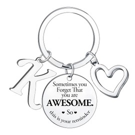 BESPMOSP Sometimes You Forget You're Awesome Letter Keyring Encouragement Initial Alphabet Keychain Inspirational Keychain (K)