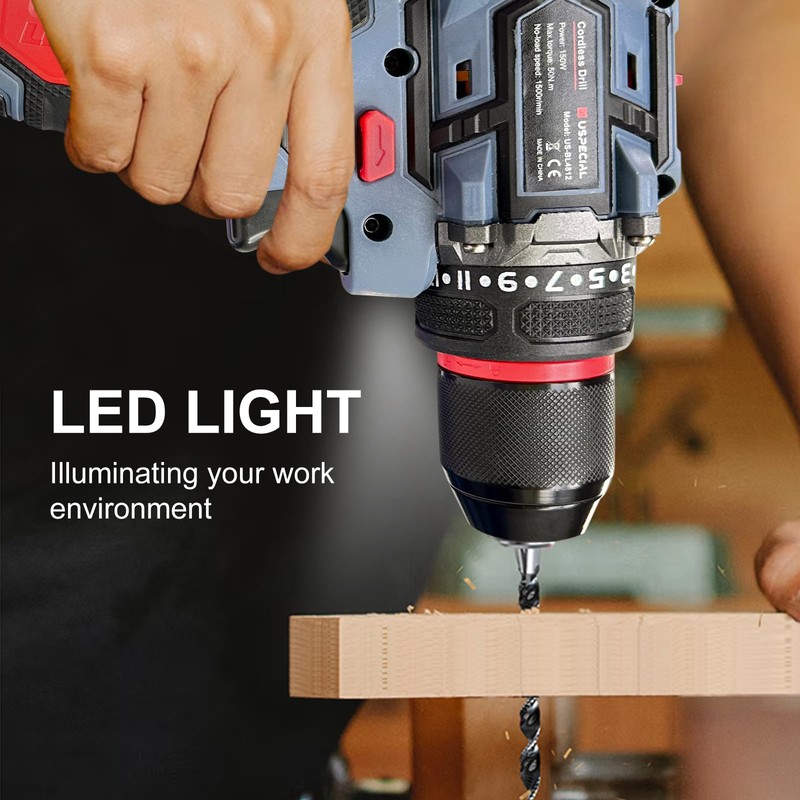 20V Cordless Brushless Power Drill Set, 443 in-lbs, 3/8-Inch Chuck