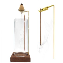 Incense Holder, Glass Incense Tray, Hanging, Stylish Incense Stand, Vertical Stand, Holder, Wooden Base, Healing Incense Holder That Won't Spill Ashes, Simple Interior (Overflow Incense Burner)