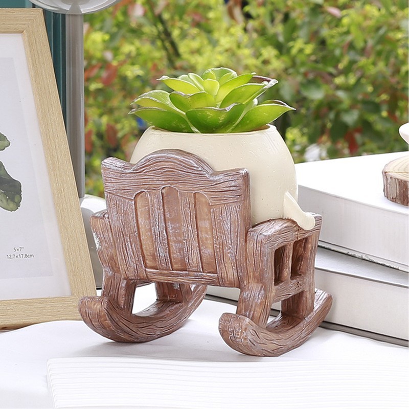 Rocking Chair Flower Pot Resin Patio Decorative Succulent Planter Garden