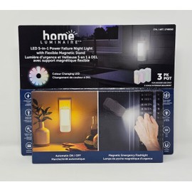 home LUMINAIRE LED 5-in-1 Power Failure 3-Pack Night Light with Flexible Magentic Stand - 1 Set