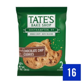 Tate’s Bake Shop Chocolate Chip Cookies, 16 – 2 Cookie Snack Packs (2 Boxes)