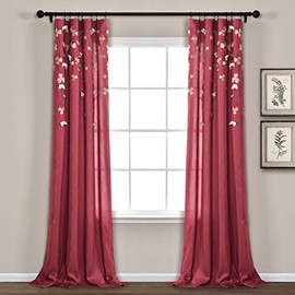 Lush Decor - Panel de cortina con diseño de flores, panel cortina, Rojo, 84" x 42",, 1