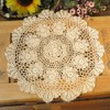 Beige 19 Inch Round HANDMADE Cotton Crochet Lace Placemat Doilies