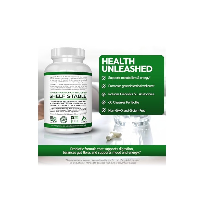 Probiotic 40 Billion CFU - Shelf Stable with Prebiotics and