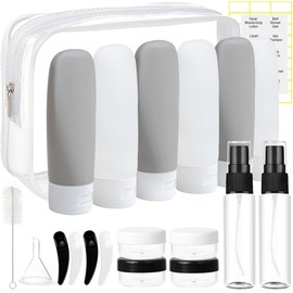DEWSENSI 20 Pack Travel Bottles Set - TSA Approved Leak Proof Containers Kit for Toiletries - Portable Refillable Accessories for Shampoo, Conditioner, Lotion, Liquids (Black & White)