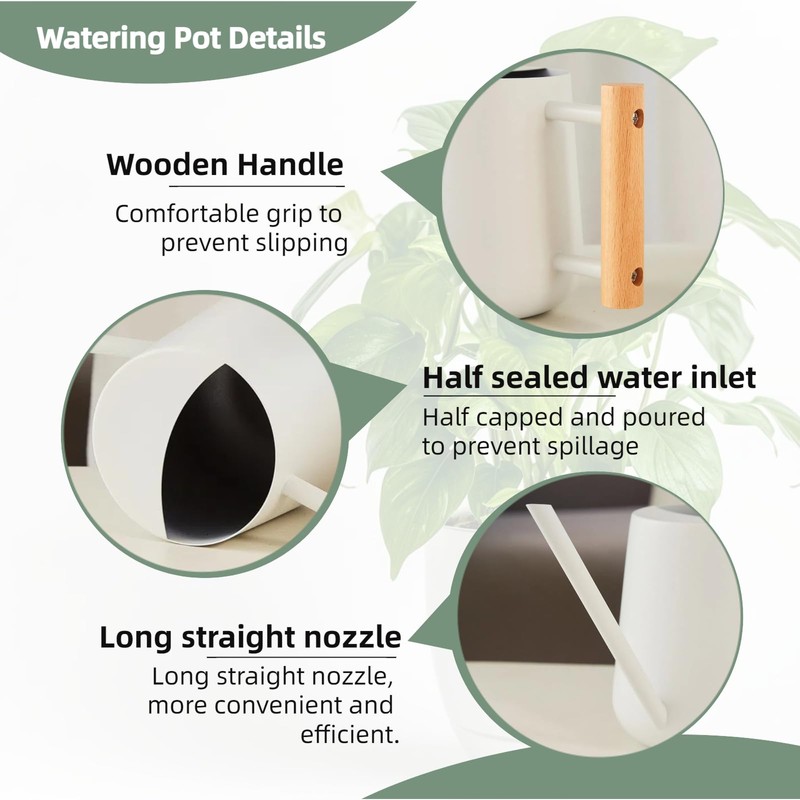 Indoor Watering Can with Long Spout, 35oz Capacity, Black Metal